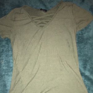 Ribbed olive green top